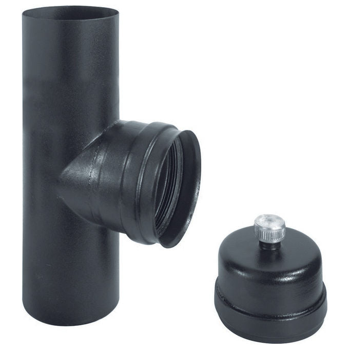 ALA FRA-113688 Raccordi a T F-F in Acciaio Smaltato da 8 cm con Guarnizione Siliconica e Sistema Fissaggio Gastop colore Nero opaco