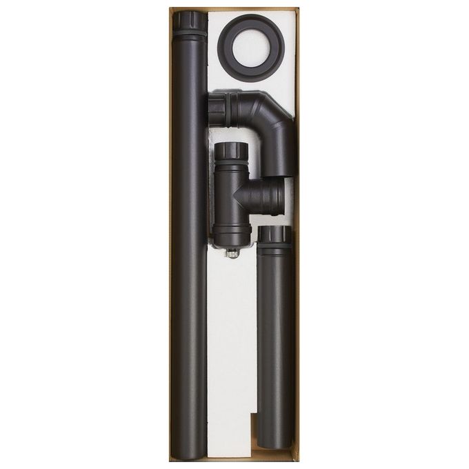 ALA Kit Tubi Pellet Eco per Stufa a Pellet 5 pezzi diametro 80 mm acciaio porcellanato certificato CE colore Nero