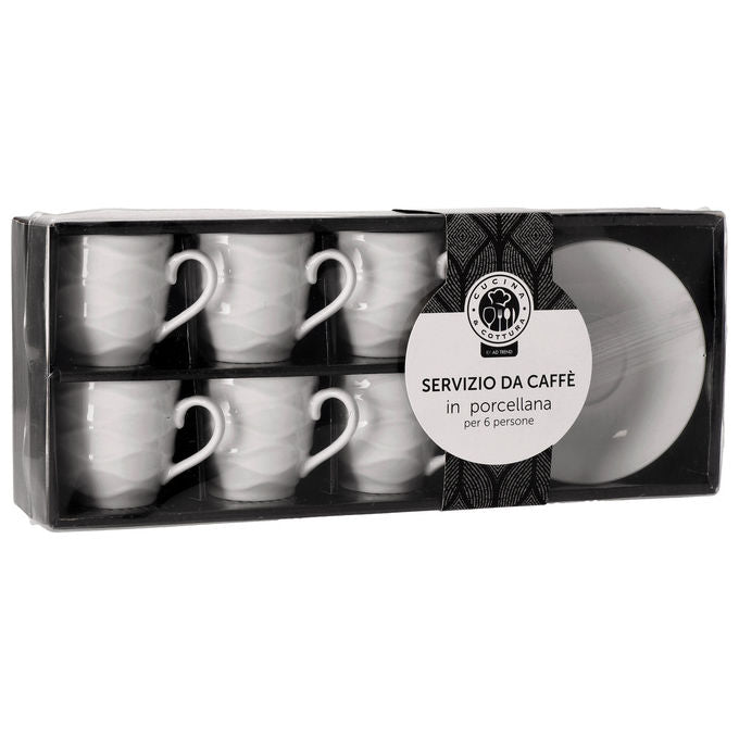 Star ST72340 Set Tazzine da Caffe' 6 Pezzi con Piattini Porcellana Lavabile in Lavastoviglie colore Bianco