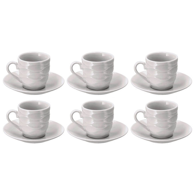 Star ST72340 Set Tazzine da Caffe' 6 Pezzi con Piattini Porcellana Lavabile in Lavastoviglie colore Bianco
