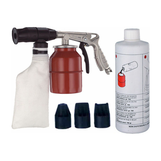 ANI 8022219468268 Kit Pistola per Sabbiatura Automatica A-211 con Recupero Sabbia Serbatoio 1 litro Pressione 8 bar colore Nero