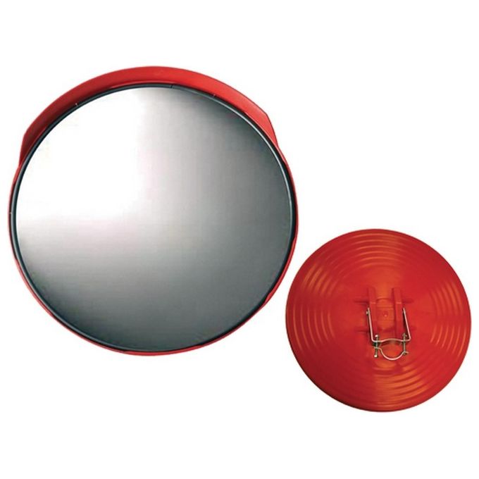 Brixo Specchio Stradale Parabolico con Visiera 60 cm per Incroci e Viali colore Rosso