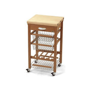 Arredamenti Italia ARREDAMENTI ITALIA_585-CW Gastone Carrello Cucina in Legno Massiccio con Piano Apribile e Cestelli Scorrevoli colore Ciliegio