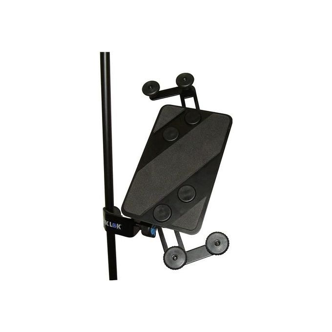 QUIK LOK IPS-12 Supporto Universale per Tablet Rotazione 360° Compatibile con Tablet da 111 a 301 mm Fissaggio su Asta Microfonica 3-8'' e Morsetto 14-30 mm colore Nero