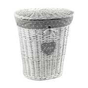 Gicos 8025569686191 Cestone in Vimini Ovale Foderato per Biancheria colore Bianco