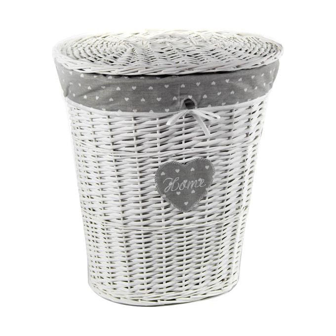 Gicos 8025569686191 Cestone in Vimini Ovale Foderato per Biancheria colore Bianco