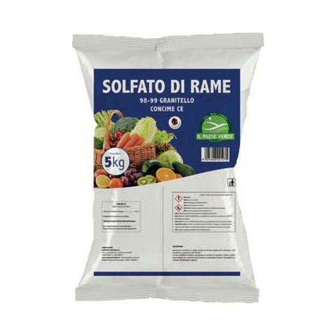 Brixo H90024 Solfato di Rame Granitello 98-99% Concime e Fungicida Agricoltura Biologica 5 Kg