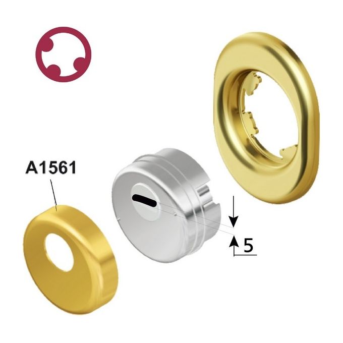 Disec MPN88980 BD201 Protezione per cilindro antitrapano e anti-strappo in ottone massiccio diametro 25 mm colore Ottone lucido