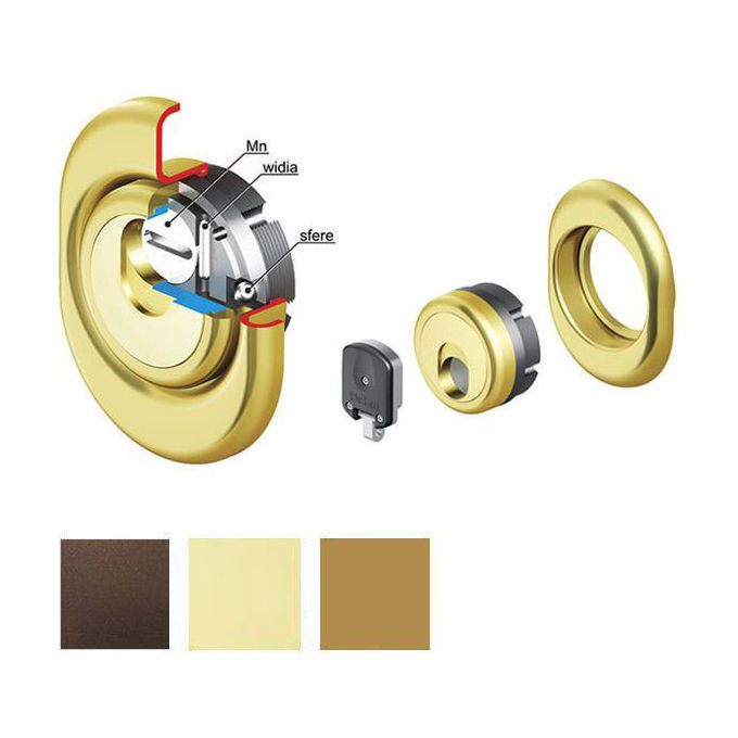 DISEC 3G3M-25D1 Protettore Magnetico per Serrature Atra Monolitico Classe 4 Interasse 31 mm colore PVD Ottone