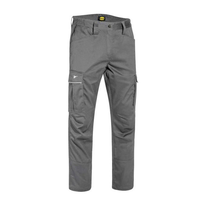 Utility Diadora 702.177649 Staff Stretch Cargo Pantalone da Lavoro Uomo Elastico in Vita Dettagli Rifrangenti colore Grigio Acciaio