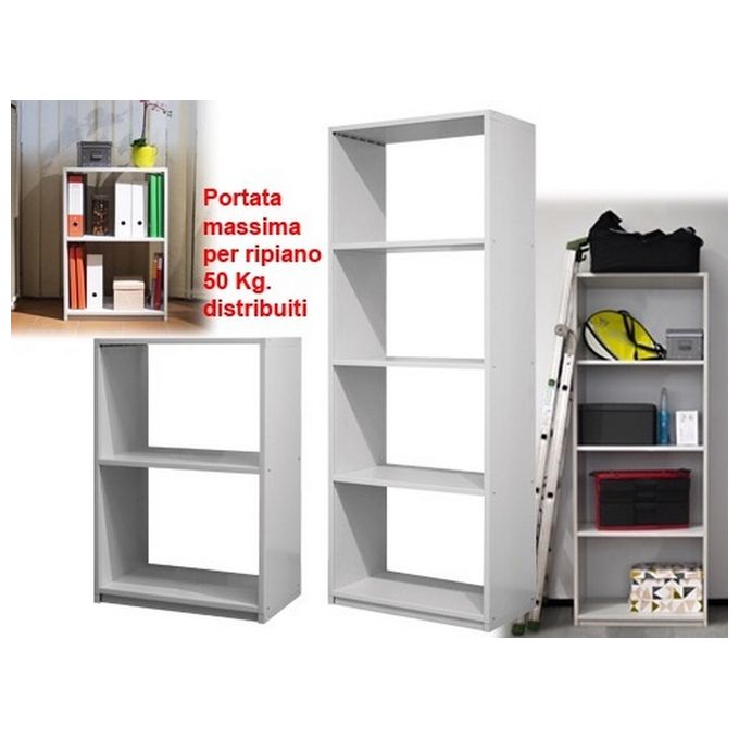 Brixo FRASCHE-416322 Scaffale Modulare Dolly 5 Ripiani in PVC Ignifugo per Interni ed Esterni Portata 50 Kg colore Grigio Chiaro
