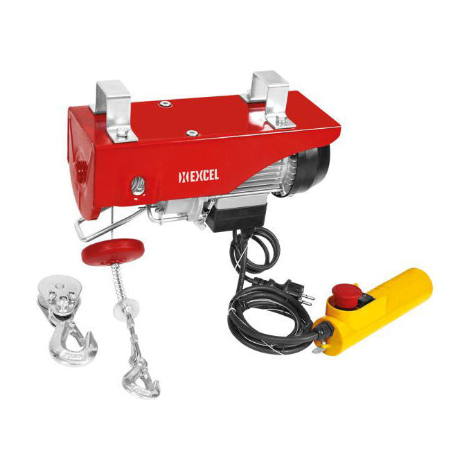 Excel CDF02450 PE250 Paranco Elettrico 550W portata 125-250 Kg cavo 12-6 m pulsantiera pensile colore Giallo
