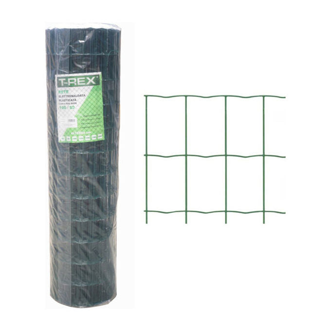 Trex 05879 Rete Rex Zincata e Plasticata Maglia 100x50 mm Diametro 2,20 mm Altezza 60 cm Lunghezza 10 m