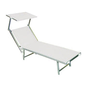 Vette HZ-1003 Sea Lettino Prendisole in Alluminio con Schienale Regolabile 2 Posizioni e Gambe Pieghevoli Tetto Parasole colore Bianco