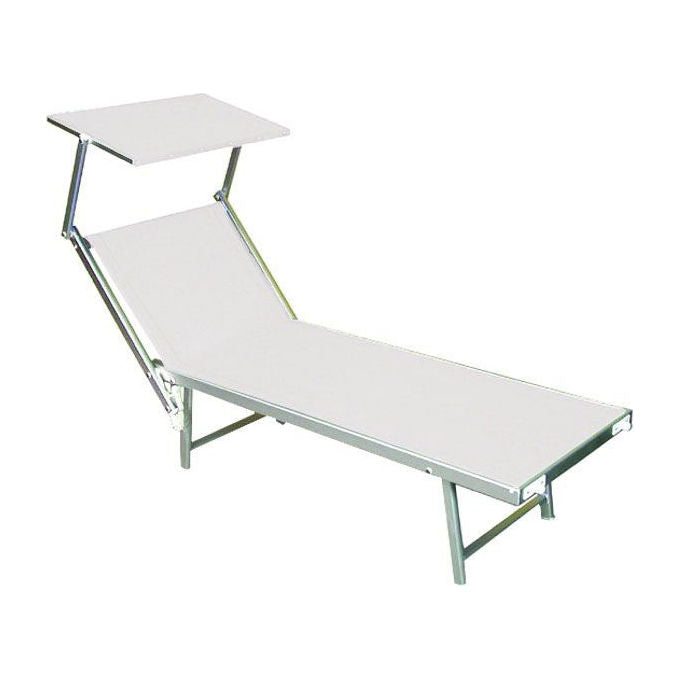 Vette HZ-1003 Sea Lettino Prendisole in Alluminio con Schienale Regolabile 2 Posizioni e Gambe Pieghevoli Tetto Parasole colore Bianco