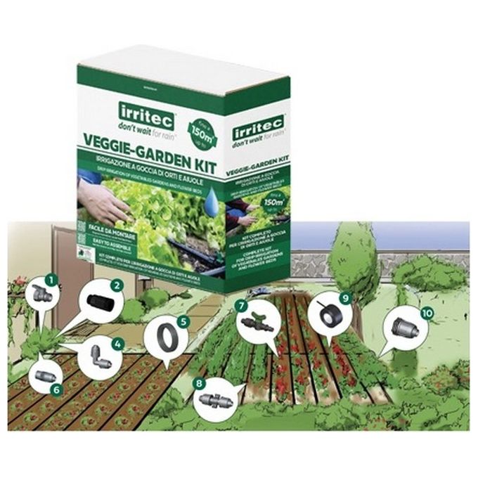 Irritec SHI150ST20NFI Veggie Garden Kit irrigazione a goccia per orto fino a 150 m² con regolatore di pressione