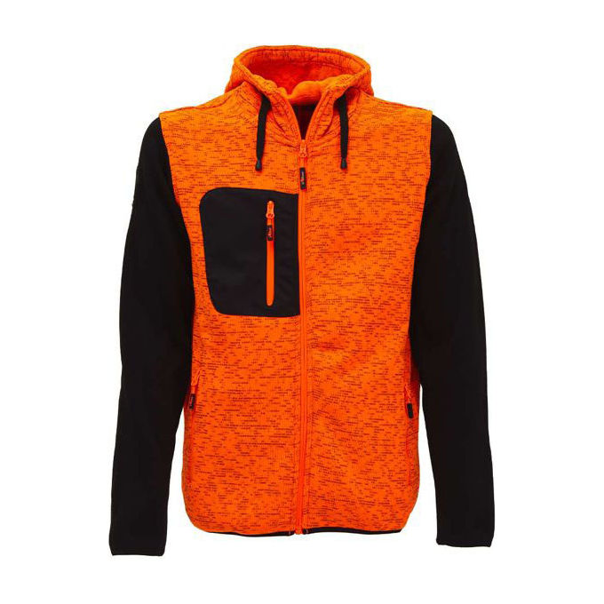 U-Power EY174OF Rainbow Felpa Full Zip Cappuccio Pile 100% Poliestere 310 g-m² CE EN ISO 13688 colore Arancione Fluo