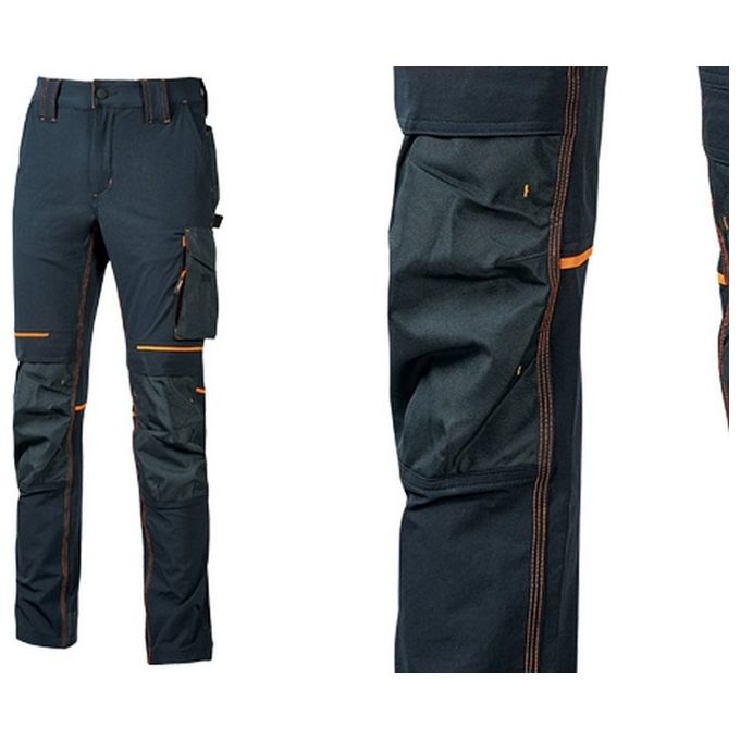 U-power WPE145DB Atom Pantalone da Lavoro Slim Fit 4 Way Stretch Idrorepellente Multi-tasche colore Deep Blue