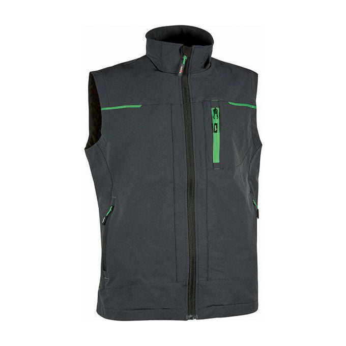 U-Power PE181RL Saturn Gilet da Lavoro Idrorepellente Traspirante 4 Way Stretch 90% Nylon 10% Elastan 260 g-m² colore Grigio Asfalto Verde