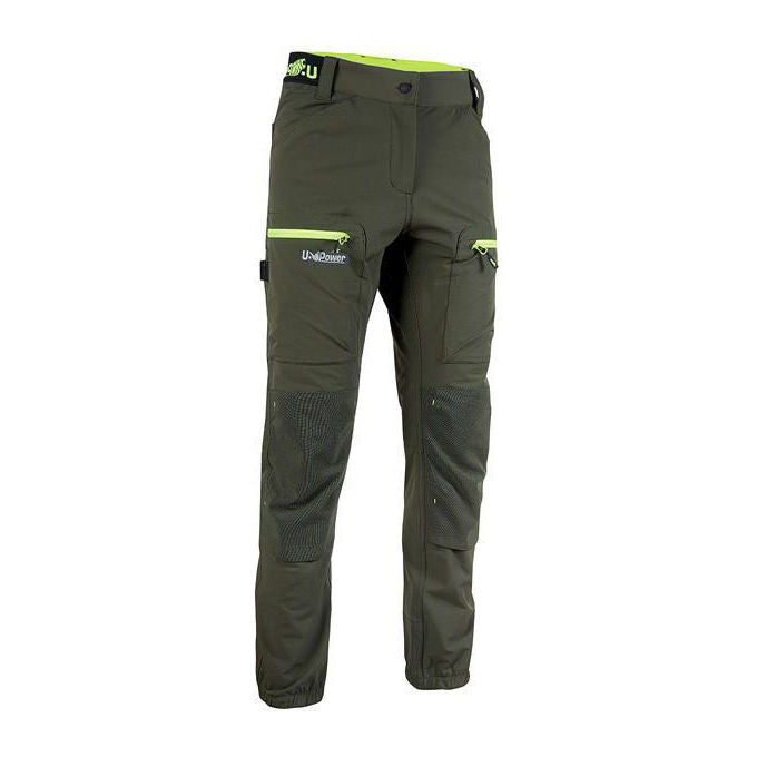 U-power WFU267DG Horizon Pantaloni da Lavoro Uomo Stretch 92% Nylon 8% Elastan Vestibilita' Jogging Multitasca colore Verde