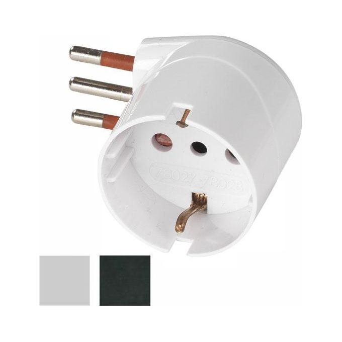 Rosi Adattatore Schuko 10A 2P+T Bianco 90^