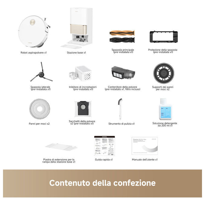 Dreame 8050249748821 L50s Pro Ultra Robot aspirapolvere Navigazione LDS Capacita' 0,25 L autonomia fino a 171 min Funzioni Wi-Fi app mappatura colore Bianco