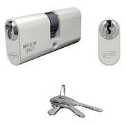 Omec 1202506 Serie 140 Cilindro Ovale Doppio Chiave 60 mm 27x33 5 perni acciaio INOX EN1303 colore Argento