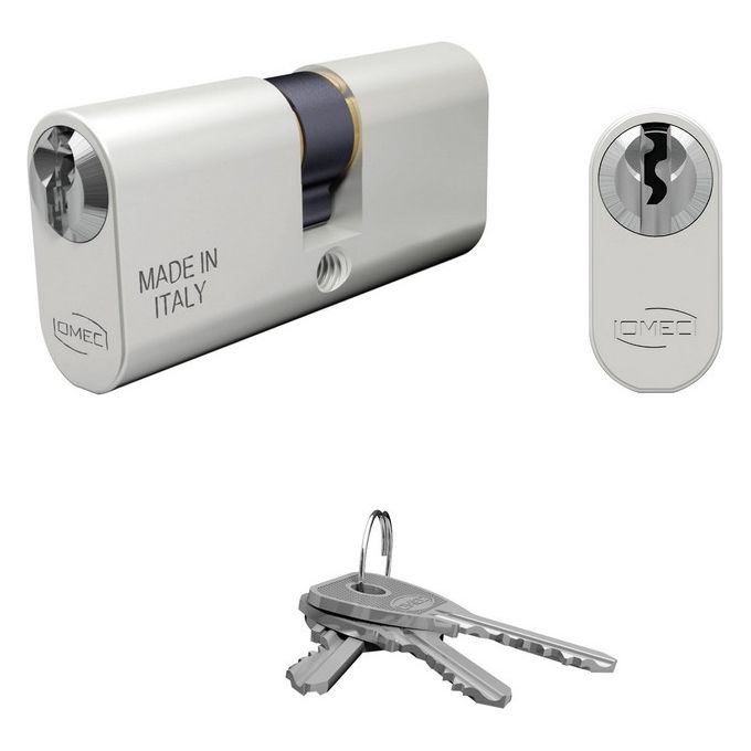 Omec 1202506 Serie 140 Cilindro Ovale Doppio Chiave 60 mm 27x33 5 perni acciaio INOX EN1303 colore Argento