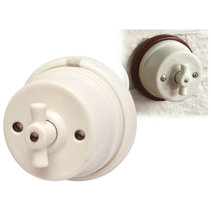 Brixo 40415 Asola Interruttore Deviatore in Porcellana per Impianti a Vista 250V 10A colore Bianco