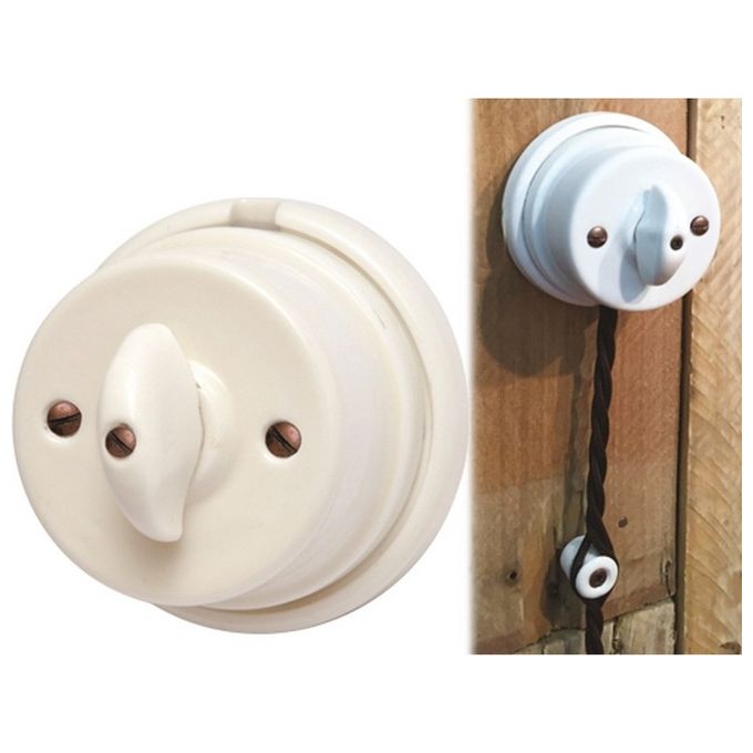 Brixo 40416 Napoleone Interruttore Deviatore in Porcellana Impianti a Vista 10A 250V colore Bianco