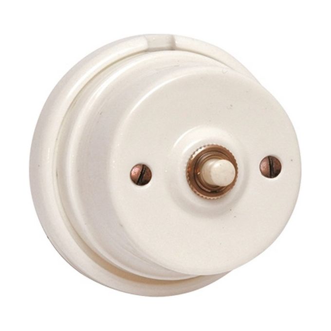 Brixo 40427 Pulsante Campanello Porcellana per Impianti a Vista 2A 250V colore Bianco