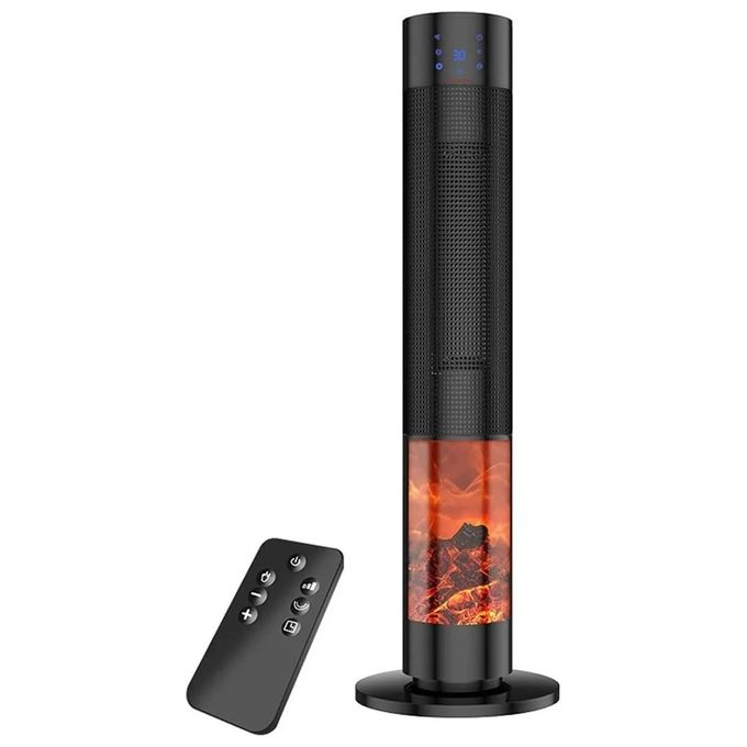 DCG PTC2011 Stufa in Ceramica 2000W Effetto Fiamma Altezza 78 cm colore Nero