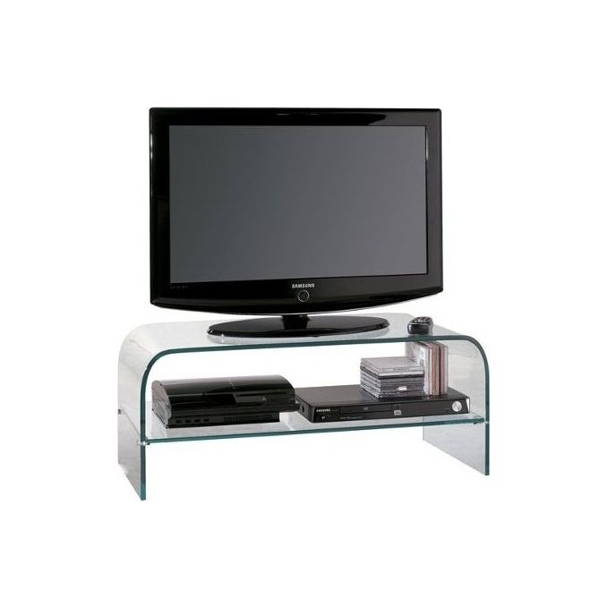 Ciatti GLASS110 Porta TV Moderno in Cristallo Trasparente con 2 Ripiani A Terra colore Trasparente
