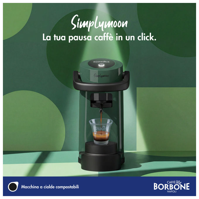 Caffe' Borbone SIMPLYMOONVERD Simplymoon Macchina da caffe' a cialde ESE 44mm Capacita' serbatoio 0.9 L Pressione 15 bar Potenza 650 W colore Verde