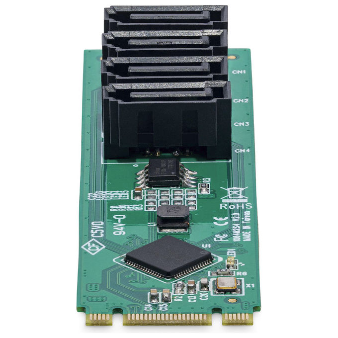 StarTech.com 4P-SATA-M2-ADAPTER Scheda adattatore da M.2 a SATA 4 porte PCIe 3.0 con chipset ASM1064 per Windows macOS Linux colore Verde