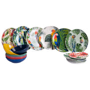 Villa d'Este Home Tivoli 5909279 Parrot Jungle Servizio piatti 18 pezzi in porcellana 6 posti tavola diversi colore Multicolore