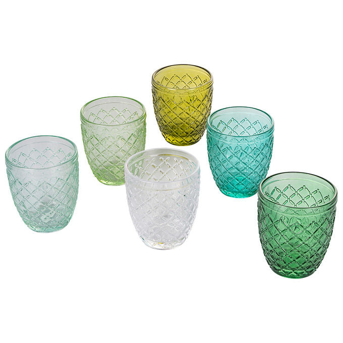 Villa d'Este Home Tivoli 5911619 Castle Set 6 Bicchieri Acqua in Vetro 275 ml colore Verde