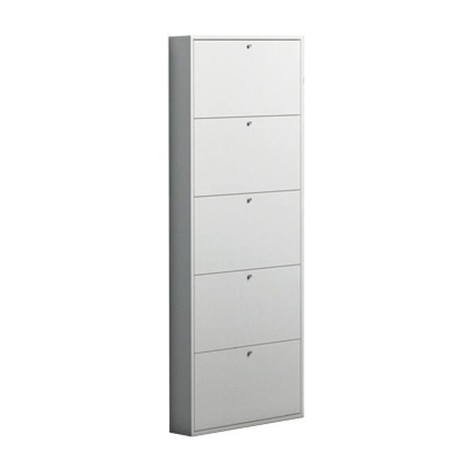 CTF FRA-416806 Scarpiera Slim 5 Ante con Tasche Portascarpe in Plastica Lavabile 73x15x180 cm colore Bianco
