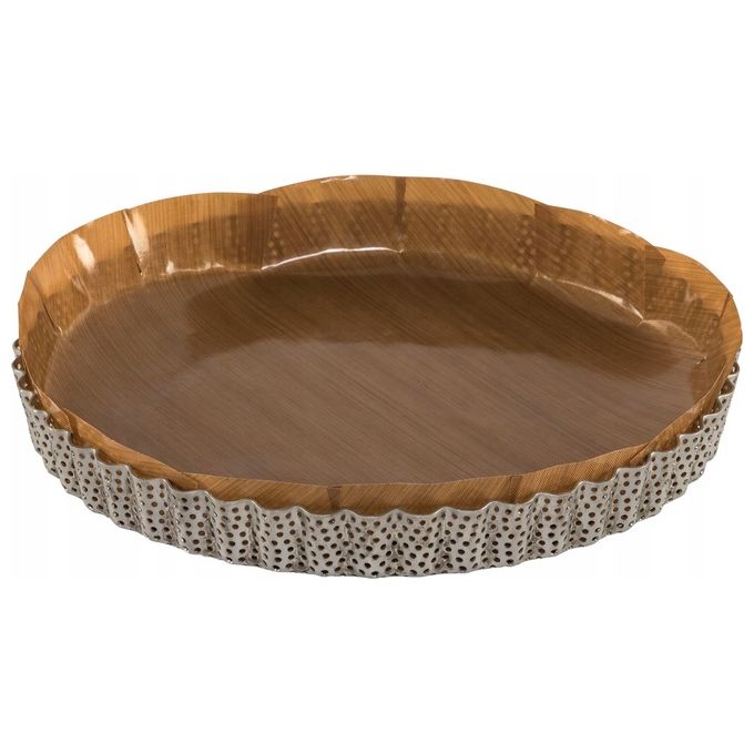 De Buyer 1782549 Forma per Cannelé Perforata Acciaio Inox Diametro 24 cm Altezza 2.5 cm con Fondo Rimovibile colore Acciaio