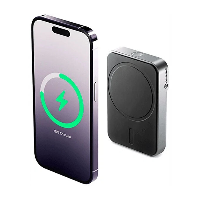 Alogic MSPB5K PowerBank con MagSafe 5000 mAh Ricarica Wireless 15 W Compatibile Qi e MagSafe colore Nero