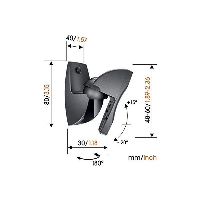 Vogel's VLB500 Supporto da Parete per Altoparlanti 2 pezzi Orientabile Inclinabile Max 5 Kg colore Nero