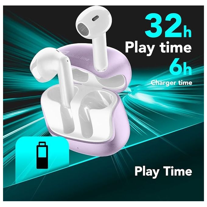 Cellularline Auricolari Bluetooth Viola Custodia Ricarica Tecnologia ENC