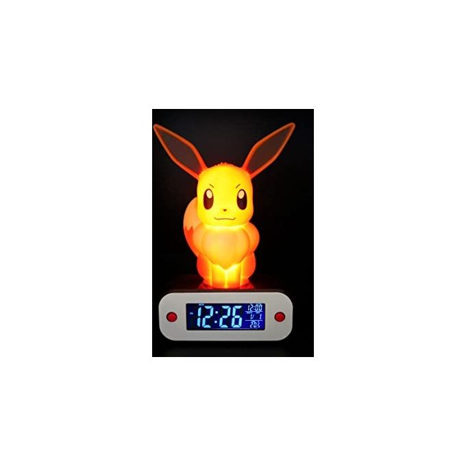 Teknofun 811370 Sveglia Lampada LED Pokemon Eevee Display LCD Digitale Ora Data Temperatura 18 cm