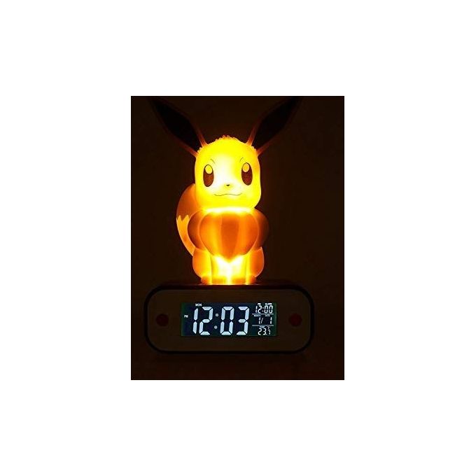 Teknofun 811370 Sveglia Lampada LED Pokemon Eevee Display LCD Digitale Ora Data Temperatura 18 cm
