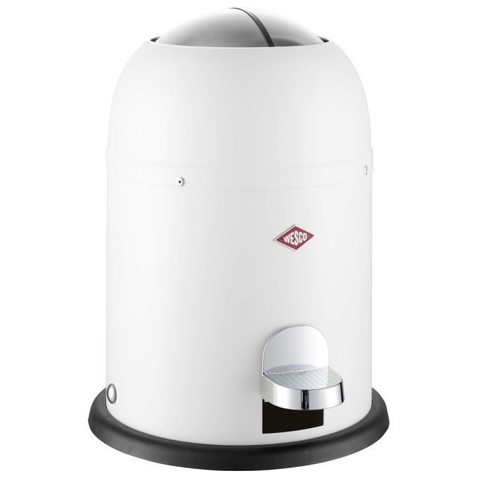 Wesco 4027801206468 Mini Master Cestino 6 L con Pedale in Acciaio Verniciato a Polvere Colore Bianco