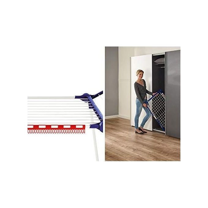 Leifheit Pegasus 180 Classic Stendibiancheria da Pavimento Blu e Bianco per Asciugatura Efficiente e Spazio Ottimizzato