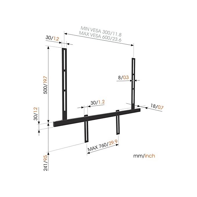 Vogel's 8153550 SOUND Supporto per Soundbar Universale fino a 6,5 Kg Altezza Regolabile e Girevole colore Nero