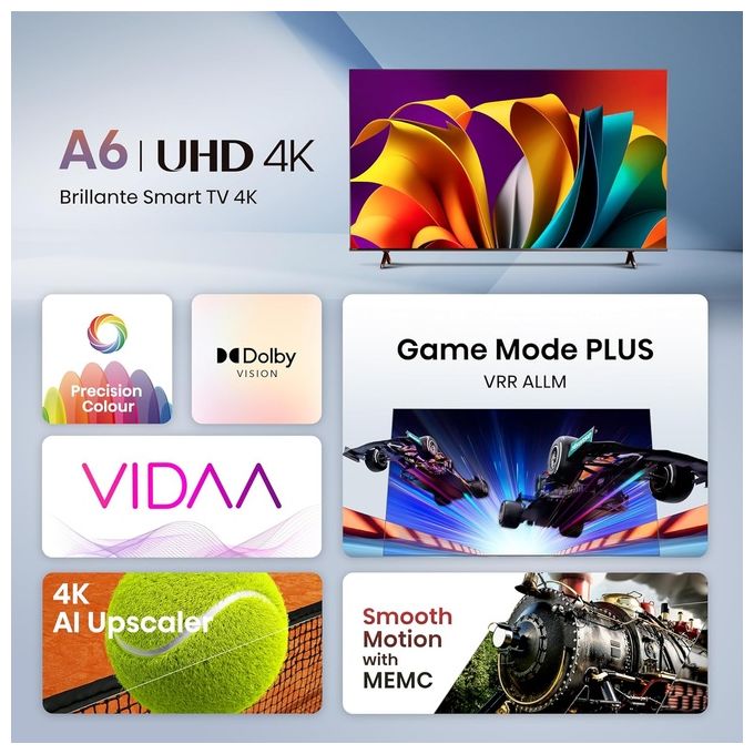 Hisense 50A69Q Smart TV 50'' 4K Ultra HD LED VIDAA U8 Dolby Vision HDR10+ AirPlay2 colore Nero