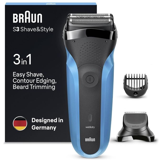 Braun 310BT Series 3 Rasoio elettrico bagnato e secco 3 testine autonomia 30 min colore Nero Blu