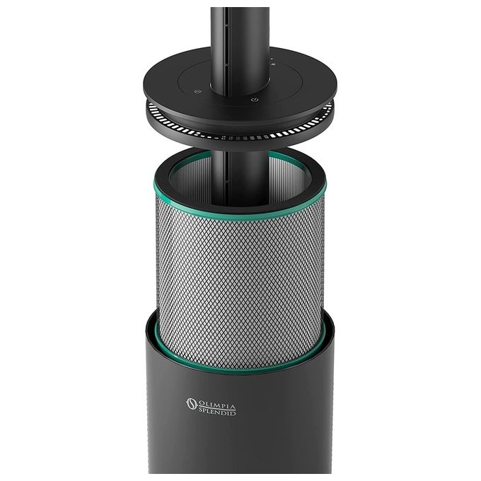 Olimpia Splendid 99276 Vertigo Purificatore d'aria per ambienti fino a 15 m² HEPA 14 UV-C carboni attivi 2000W Wi-Fi 32 dB colore Nero